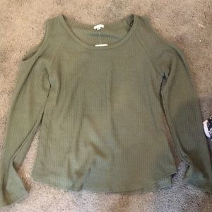Cold Shoulder Army Green Thermal